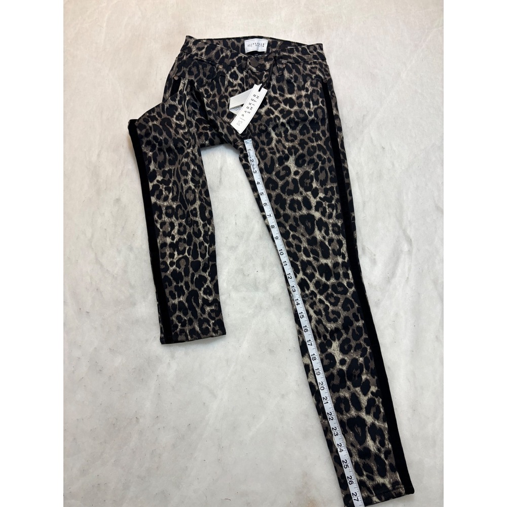 Parker Smith Night Cat Leopard Print Tuxedo Stripe Skinny Jeans Size 26 NWT - Picture 6 of 12